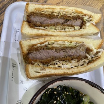 Momonoki - Steak katsu sando. If you look closely, you can see it comes with a piece of plastic on top. - Cafes Near Me - Atlanta, Georgia Momonoki - Steak katsu sando. If you look closely, you can see it comes with a piece of plastic on top. - Cafes Near Me - Atlanta, Georgia