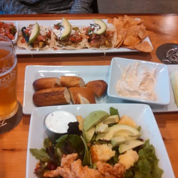Rincon Brewery - Fried chicken salad Hummus with pretzel bites and veggie sticks Veggie tacos ~loved it all. Great selections for vegetarians - Breweries Near Me - Carpinteria, California Rincon Brewery - Fried chicken salad Hummus with pretzel bites and veggie sticks Veggie tacos ~loved it all. Great selections for vegetarians - Breweries Near Me - Carpinteria, California