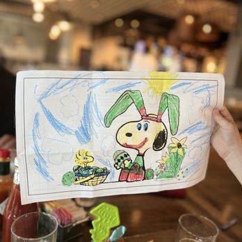 Thirty Acres Kitchen - Eldest's Easter Snoopy coloring from their kids menu page! - Burgers Near Me - Buena Park, California Thirty Acres Kitchen - Eldest's Easter Snoopy coloring from their kids menu page! - Burgers Near Me - Buena Park, California
