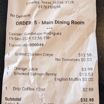 Bread & Butter - Sample ticket - Breakfast & Brunch Near Me - Crowley, Texas