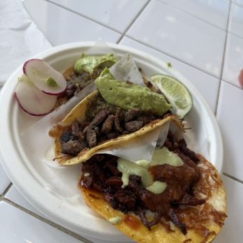 Tacomasa - Deluxe plate with 3 tacos, 2 asada and 1 adobada. - Tacos Near Me - Brea, California
