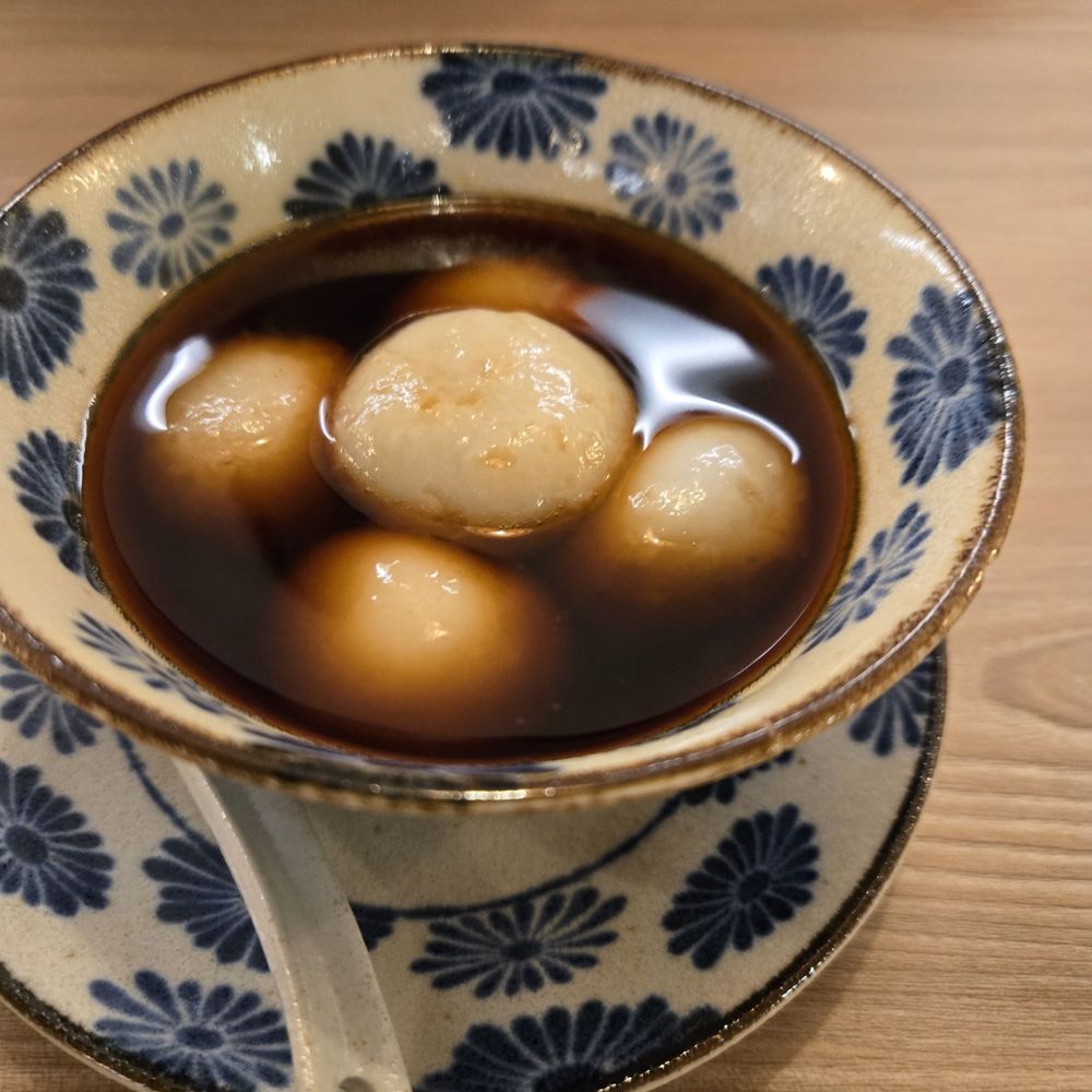 Handmade Tangyuan w/Sesame Filling in Pu'er Tea (6.50)