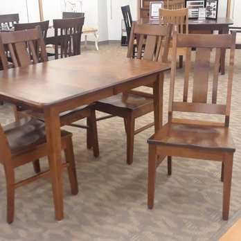 The Amish Home - Millcreek Dining Table with Mason Side Chairs. This affordable set is usually available on our next truck when built in brown maple. - Furniture Stores Near Me - Tarentum, Pennsylvania