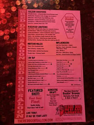Menu photo 2 Red Door Saloon Nashville, TN