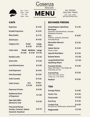 Menu photo 3 Cosenza Bar and Cafe Ottawa, ON
