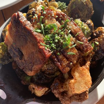 Sapphire - Pork Belly and Brussel Sprouts Appetizer - New American Near Me - Laguna Beach, California Sapphire - Pork Belly and Brussel Sprouts Appetizer - New American Near Me - Laguna Beach, California