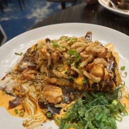 Red Snapper topped with Ahi- Tuna over rice Red Snapper topped with Ahi- Tuna over rice