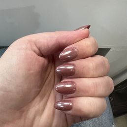 Gel-x manicure. Was going for a chocolate donut glaze look.