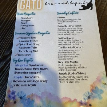 Gato Taco & Tequila - Drink menu - Mexican Near Me - Irwin, Pennsylvania
