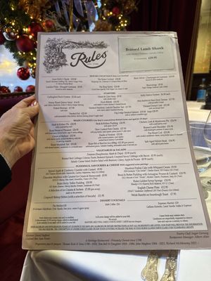 Menu photo 8 Rules London, XGL Menu photo 8 Rules London, XGL
