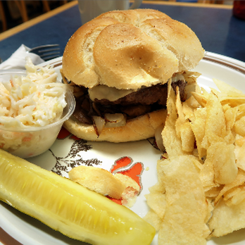 Beach Grille - Cheeseburger and chips (Fries were in a separate dish) - Delis Near Me - Long Branch, New Jersey