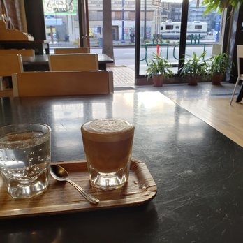 Recreational Coffee - Cortado looking out the front door. - Coffee & Tea Near Me - Long Beach, California