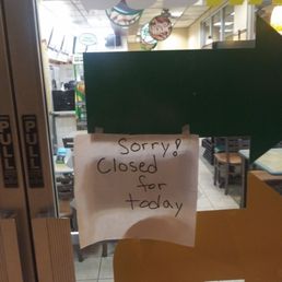 Sorry! Closed for Today. Sorry! Closed for Today.
