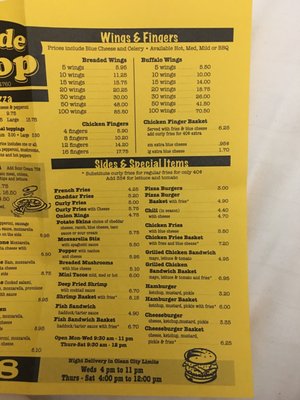 Menu photo 1 On the Side Sub Shop Olean, NY