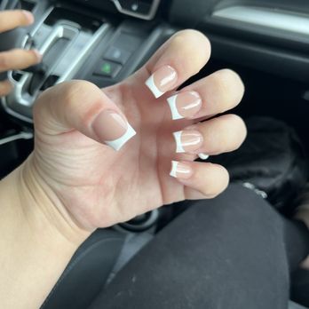 VO Nails Spa - French tip acrylics square shape - Nail Salons Near Me - Jacksonville, North Carolina