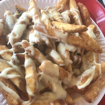 Flo's Clam Shack - Cheese fries - didn't care for the cheese on them. - Seafood Near Me - Middletown, Rhode Island