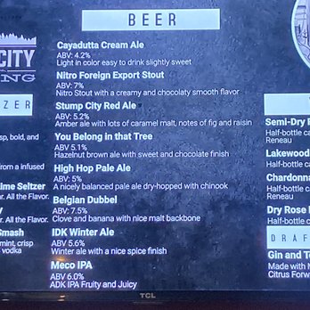 Stump City Brewery - a menu on a flat screen tv - Breweries Near Me - Gloversville, New York Stump City Brewery - a menu on a flat screen tv - Breweries Near Me - Gloversville, New York