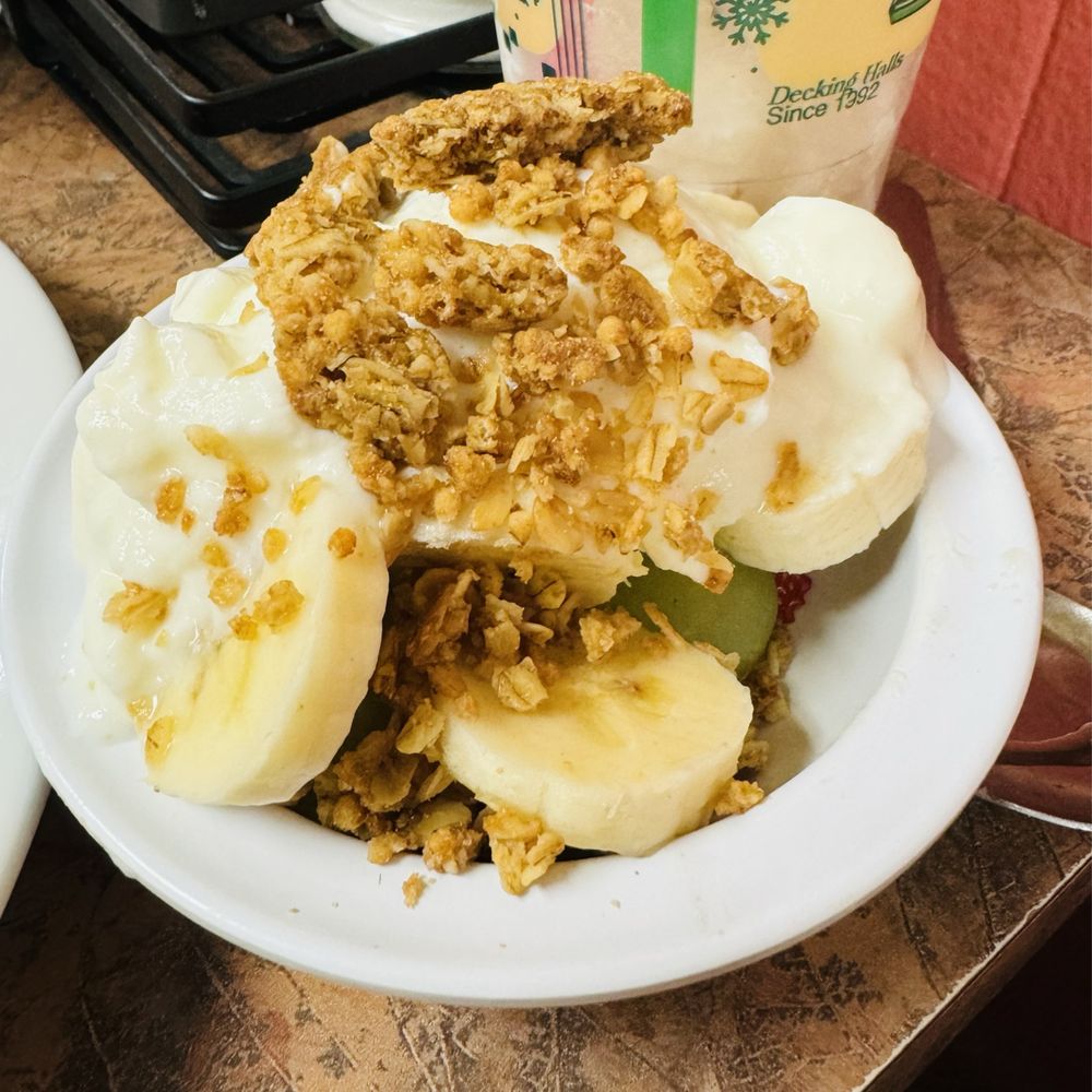 Ye Olde Pancake Station - The kid's fruit and yogurt with granola. - Breakfast & Brunch Near Me - Amarillo, Texas Ye Olde Pancake Station - The kid's fruit and yogurt with granola. - Breakfast & Brunch Near Me - Amarillo, Texas