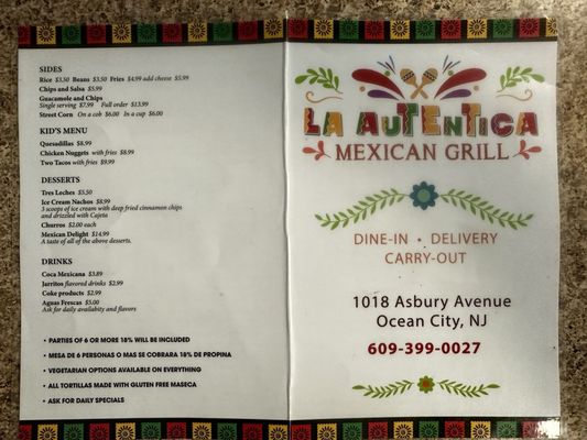 Menu photo 2 La Auténtica Ocean City, NJ Menu photo 2 La Auténtica Ocean City, NJ