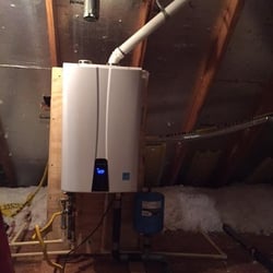 Squared Away Plumbing - Navien  Tank-less water heater and the Customer Loves it !  No more heating water all day every day