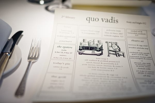 Menu photo 7 Quo Vadis London, XGL Menu photo 7 Quo Vadis London, XGL