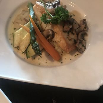 Le Chat Noir - Halibut on risotto - French Near Me - Riverside, California