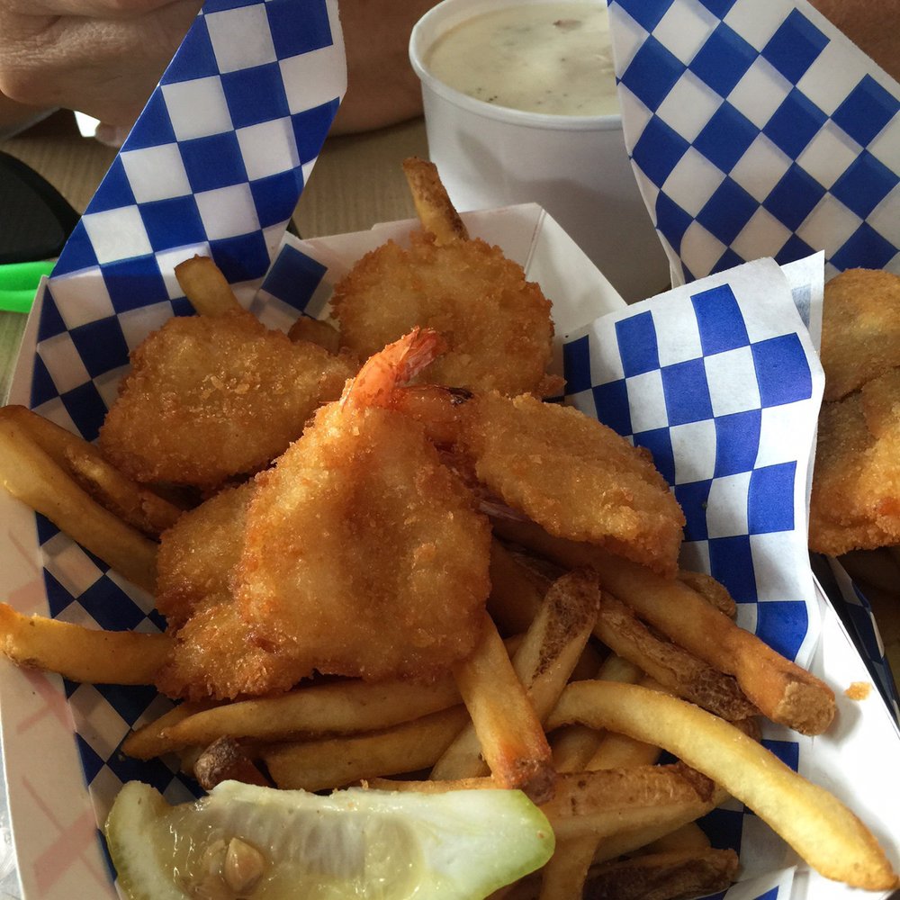 Tom's Fish N Chips - Prawns and Chips are ok - Burgers Near Me - Cannon Beach, Oregon