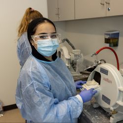 Unitek College Sacramento Campus - Dental Assisting Students in class learning how to make retainers.