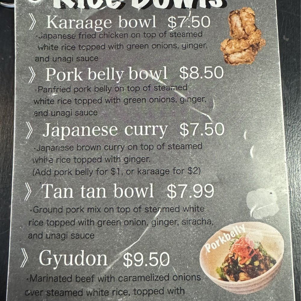 Ramen Sho - Rice bowls menu - Ramen Near Me - Meridian, Idaho