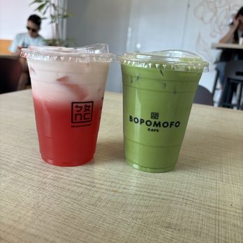Bopomofo Cafe - Watermelon oat milk, Matcha Jin Xuan Oolong - Bubble Tea Near Me - San Gabriel, California