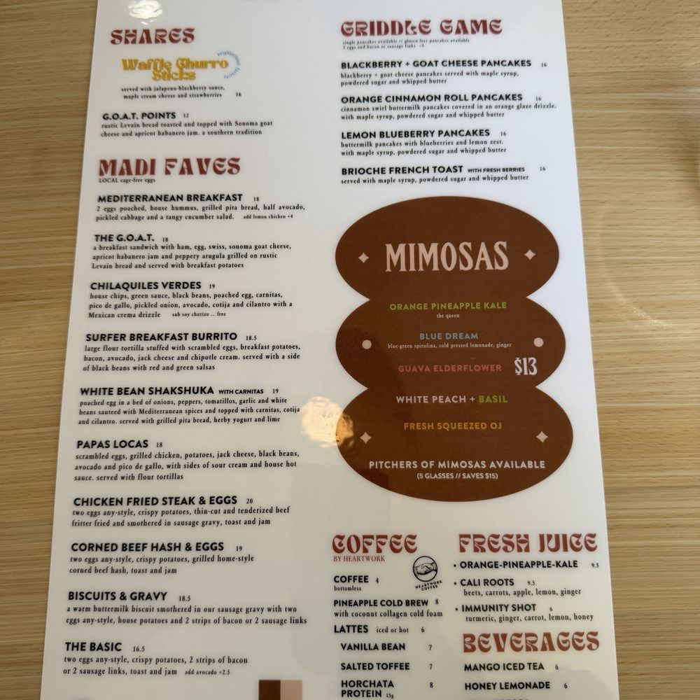 Madi - Menu - Breakfast & Brunch Near Me - San Diego, California Madi - Menu - Breakfast & Brunch Near Me - San Diego, California