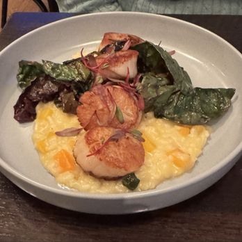 Appalachia Kitchen - U-10 DIVER SCALLOP RISOTTO. We asked to forgo the Bacon Jam as Ms Deborah is pescatarian. Chef was glad to accommodate. - New American Near Me - Snowshoe, West Virginia