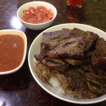 Kehau's Kitchen - The local girl! Kalua pig , pipikaula(garlic steak), lomi salmon, and stew gravy! This combo is bigger than it looks! - Hawaiian Near Me - Aiea, Hawaii