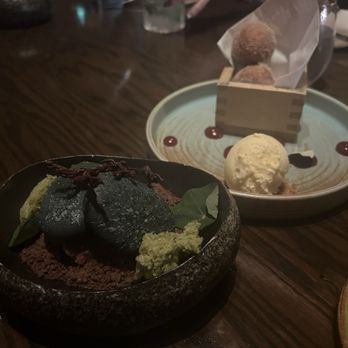 Sushisamba - Theses are the 2 desserts, front in black bowl is the edible rainforest, behind warm donuts and cream!! - Asian Fusion Near Me - Las Vegas, Nevada Sushisamba - Theses are the 2 desserts, front in black bowl is the edible rainforest, behind warm donuts and cream!! - Asian Fusion Near Me - Las Vegas, Nevada