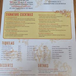 Back of Menu