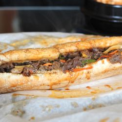 Broadway Cafe & Hoagie - Bulgogi Hoagie + Stir-fried Kimchi ($16.10) - really big portion