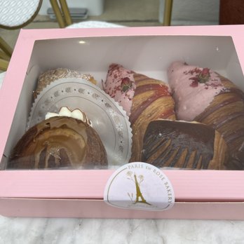 Paris En Rose - Pain de chocolat, raspberry rose croissant, biscoff rolled croissant and almond croissant - Cafes Near Me - Del Mar, California Paris En Rose - Pain de chocolat, raspberry rose croissant, biscoff rolled croissant and almond croissant - Cafes Near Me - Del Mar, California