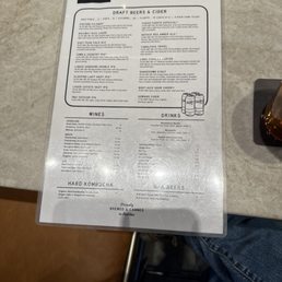 Beer menu Beer menu