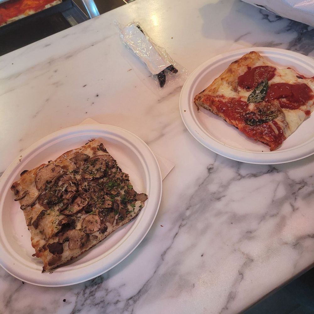 Unregular Pizza - Mushroom slice and cheese slice. - Pizza Near Me - New York, New York Unregular Pizza - Mushroom slice and cheese slice. - Pizza Near Me - New York, New York