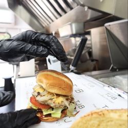 Fresh turkey burger right off the grill!