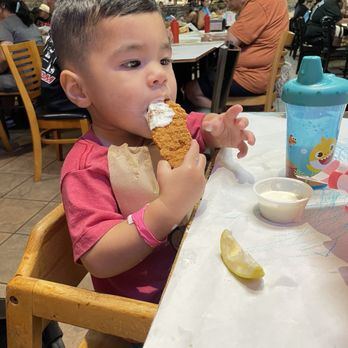 Angry Crab Shack - My youngest son discovering chicken tenders dipped in ranch is really good! Lol - Cajun/Creole Near Me - Peoria, Arizona