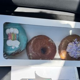 Rainbow, maple glazed, and lavender Rainbow, maple glazed, and lavender