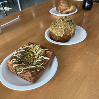 Teal House Coffee And Bakery - Dubai danish; pistachio muffin (maybe Dubai something); almond croissant - Bakeries Near Me - Austin, Texas