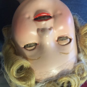 Antique Child Doll Restoration - see how eyes don't set right? the eyebrow is etched in and not smooth paint - Toy Stores Near Me - Caldwell, Idaho