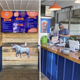 Small counter/ordering area, simple menu.