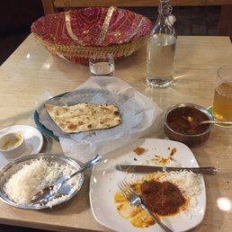 Rogan Josh, rice and naan.