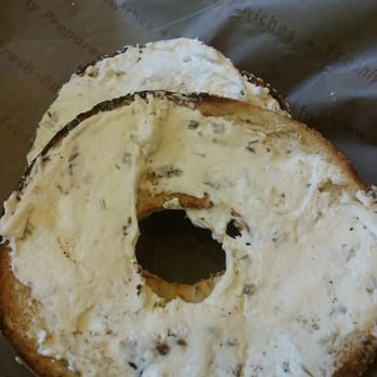 Einstein Bros. Bagels - Big, crusty, toasted Sesame with Onion & Chive "schmear" (not skimpy like at Brueggers). - Bagels Near Me - Pittsburgh, Pennsylvania