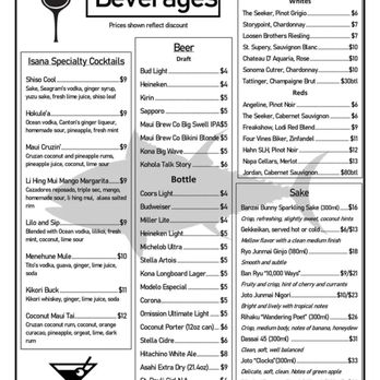 Isana - Happy Hour (Drinks) - Sushi Bars Near Me - Kihei, Hawaii Isana - Happy Hour (Drinks) - Sushi Bars Near Me - Kihei, Hawaii