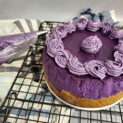 Where the Cookie Crumbles - Filipino ube cheesecake with almond cookie and coconut crust