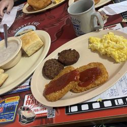 Bobby's Cafe - Sausage eggs hashbrowns and biscuits and gravy